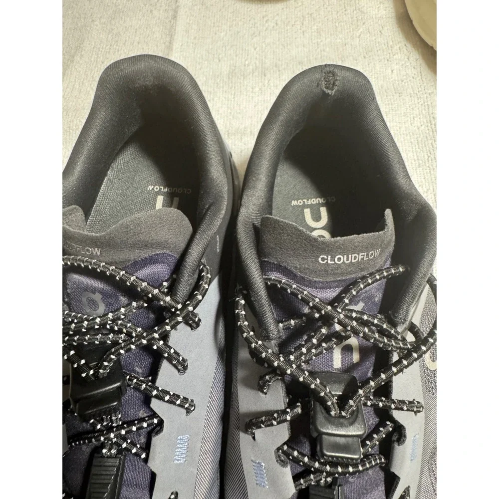 On Cloudflow Mens Running Shoes Grey Black Speed Lace Mesh Trainers 3WD30111502